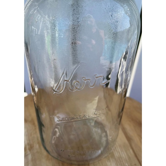 Vintage Kerr Wide Mouth Mason Half Gallon Glass Jar with New Twist on Lid - Picture 2 of 10